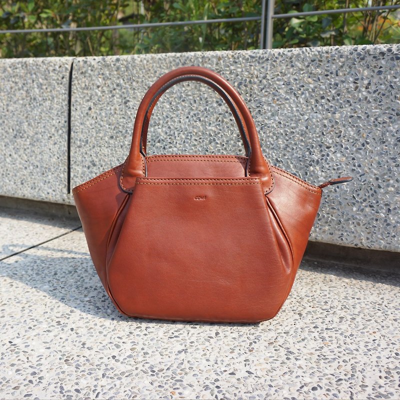 COWA Shell Bag - กระเป๋าถือ - หนังแท้ สีนำ้ตาล