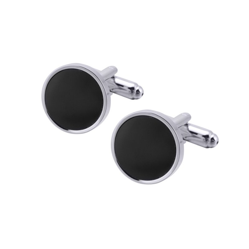 圓形黑色袖扣 Round Black Cufflinks KC10125 ** 附送贈品 ** - 袖扣 - 其他金屬 黑色
