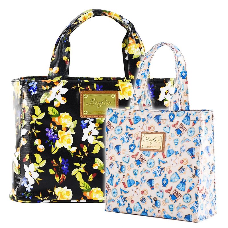 [Combination offer] flange rose magnetic buckle bag - Cheng Jin + Xian Du Rui pull bag - blue free transport - กระเป๋าถือ - วัสดุกันนำ้ สีส้ม