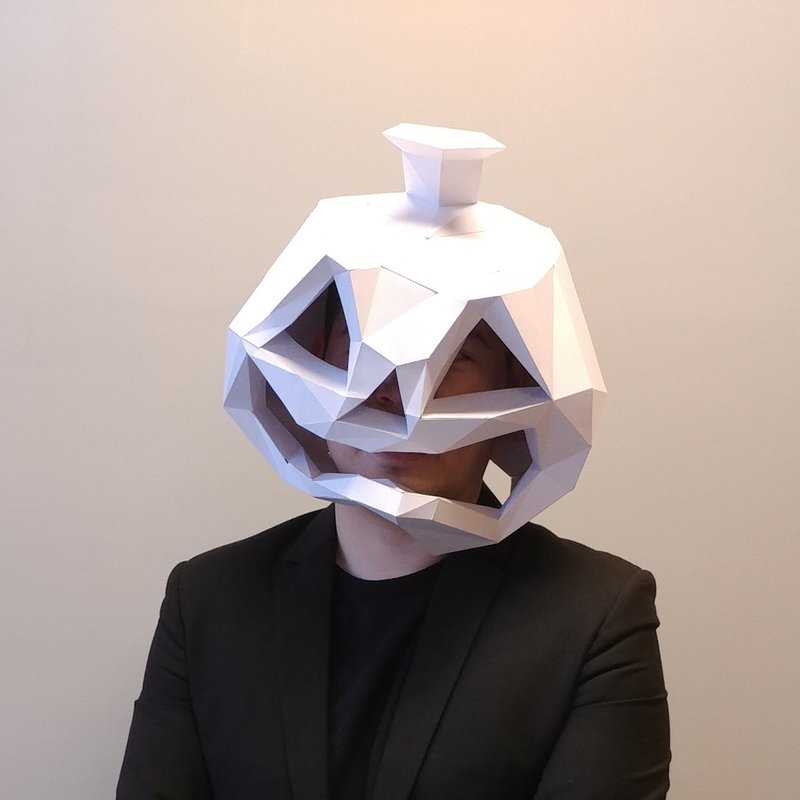 萬聖節最趴_DIY材料包_手作_紙模型_苦笑南瓜面具 - 木工/竹藝/紙雕 - 紙 白色