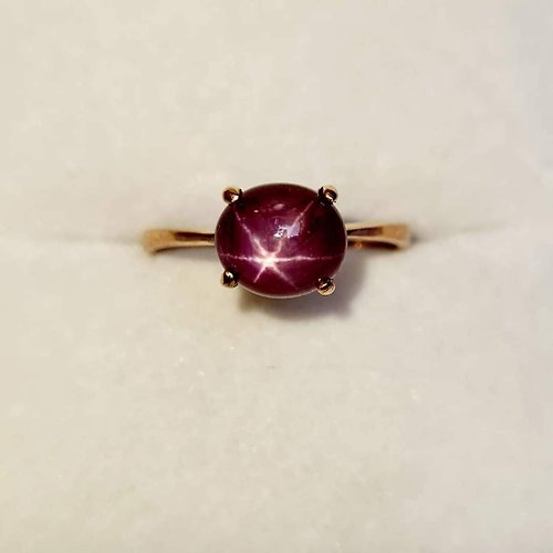 charissagemstone Natural heated star ruby size 6x8 mm. Rose gold plated sterling silver ring