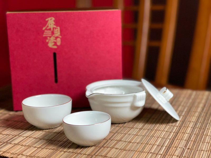双韻 一壺二杯 攜帶組 - 茶壺/茶杯/茶具 - 瓷 白色