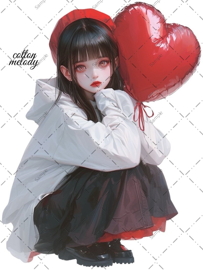 original sticker no.1285 人物ステッカー オリジナルステッカー 人物ステッカー 女の子ステッカー オリジナル人物ステッカー - 貼紙 - 紙 