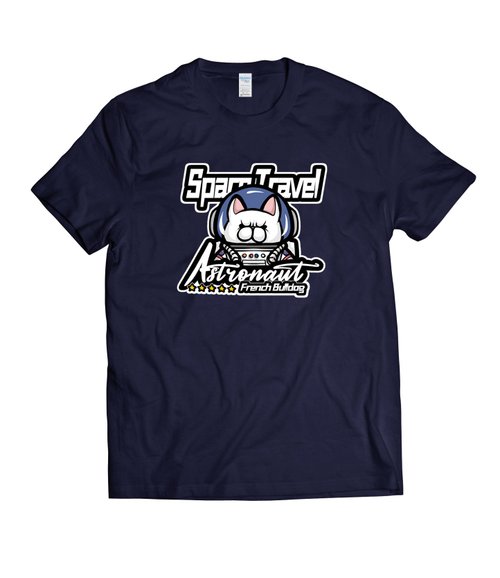 蟲蟲商號X原創設計T-shirt 法鬥太空人 法鬥犬 原創T恤-T-shirt 白/黑/灰/藏青