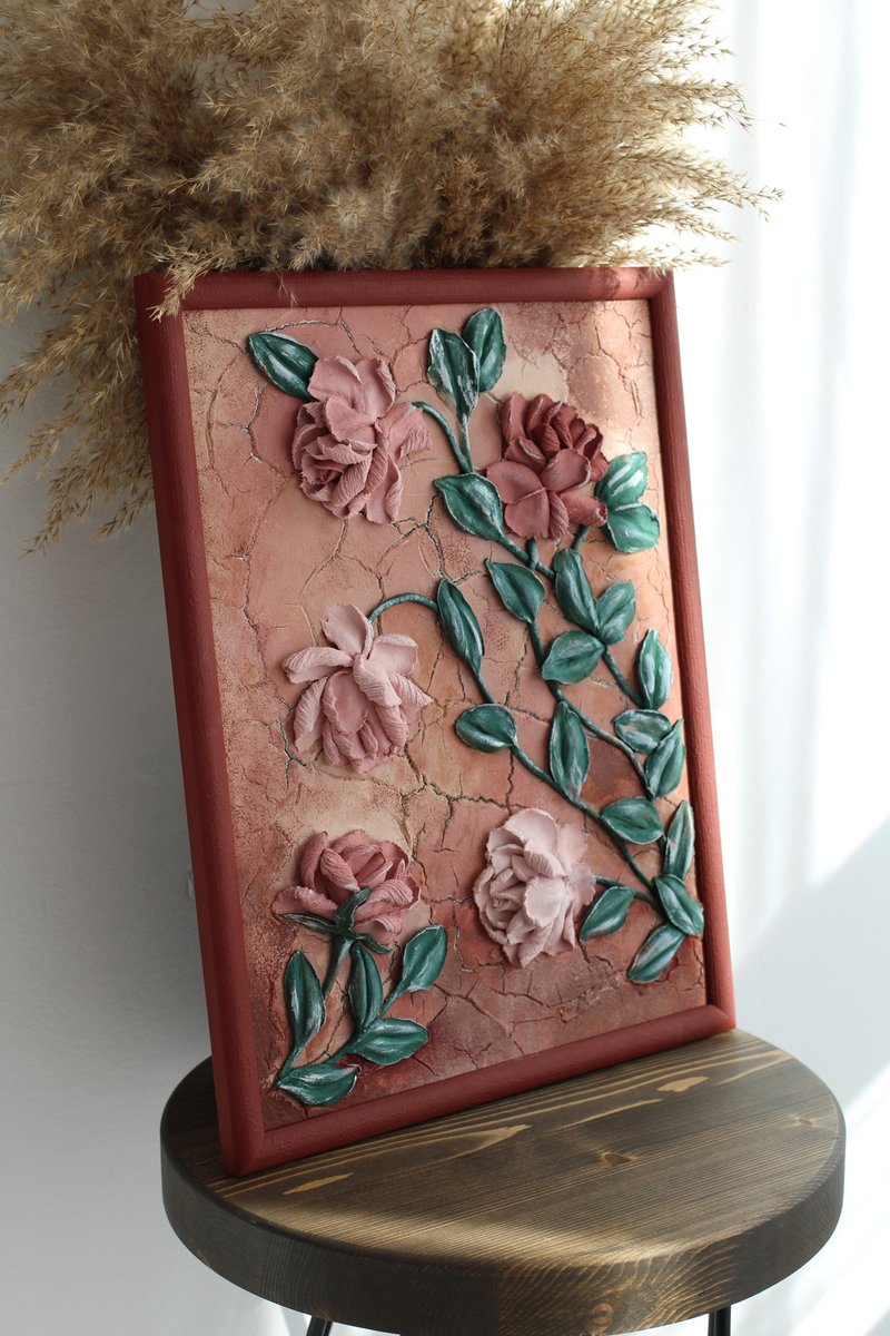 Roses, 3D flower painting, home wall decor idea. - Wall Décor - Other Materials 