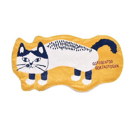 Kusuguru Japan KusuguruJapan溫暖毛毯 膝蓋毯 眼鏡貓整塊模切造型絨毯Matilda黃