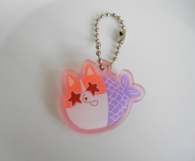 Gorgeous Space Corgi Fish Flower Charm Ornament Keychain Cute