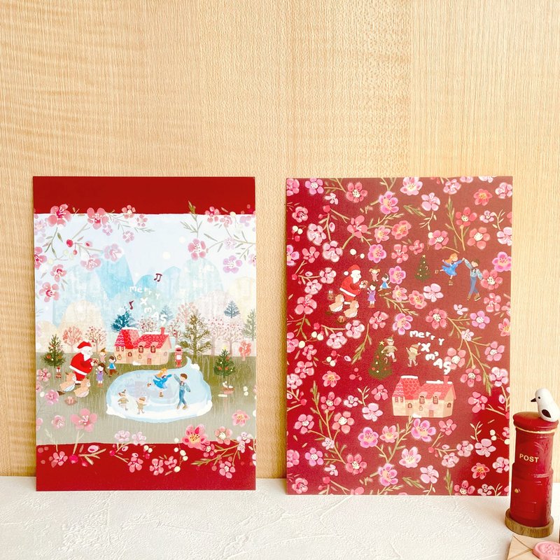 聖誕臘梅系列明信片- 冬季祝福 / 蠟梅 - 卡片/明信片 - 紙 紅色
