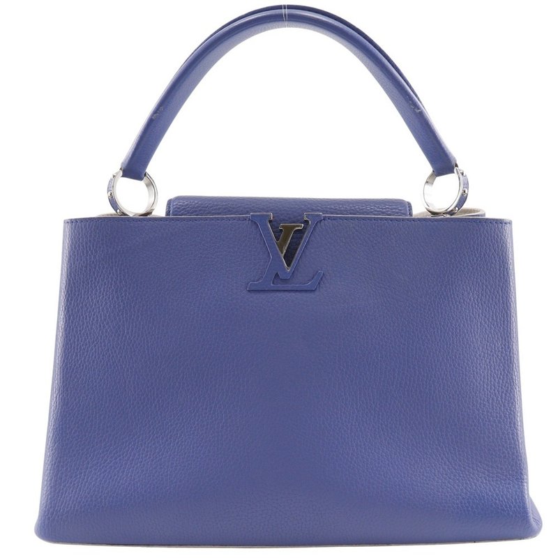 【日本直送】ルイ・ヴィトン LOUIS VUITTON カプシーヌMM ハンドバッグ パルナセア  × トリヨンレザー 青/白 AH5105 レディース【中古】 - 手提包/手提袋 - 真皮 藍色