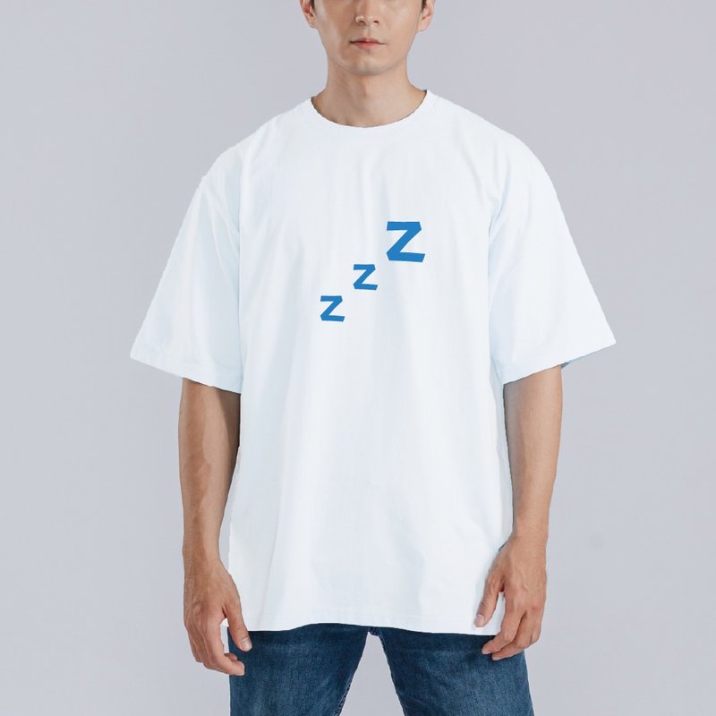 ZZZ Sleeping Symbol, Corporate Slave, Loose Fit T-shirt, Kids' Wear, Cooling Tee, Moisture-wicking Shirt, White Tee - เสื้อยืดผู้ชาย - ผ้าฝ้าย/ผ้าลินิน หลากหลายสี