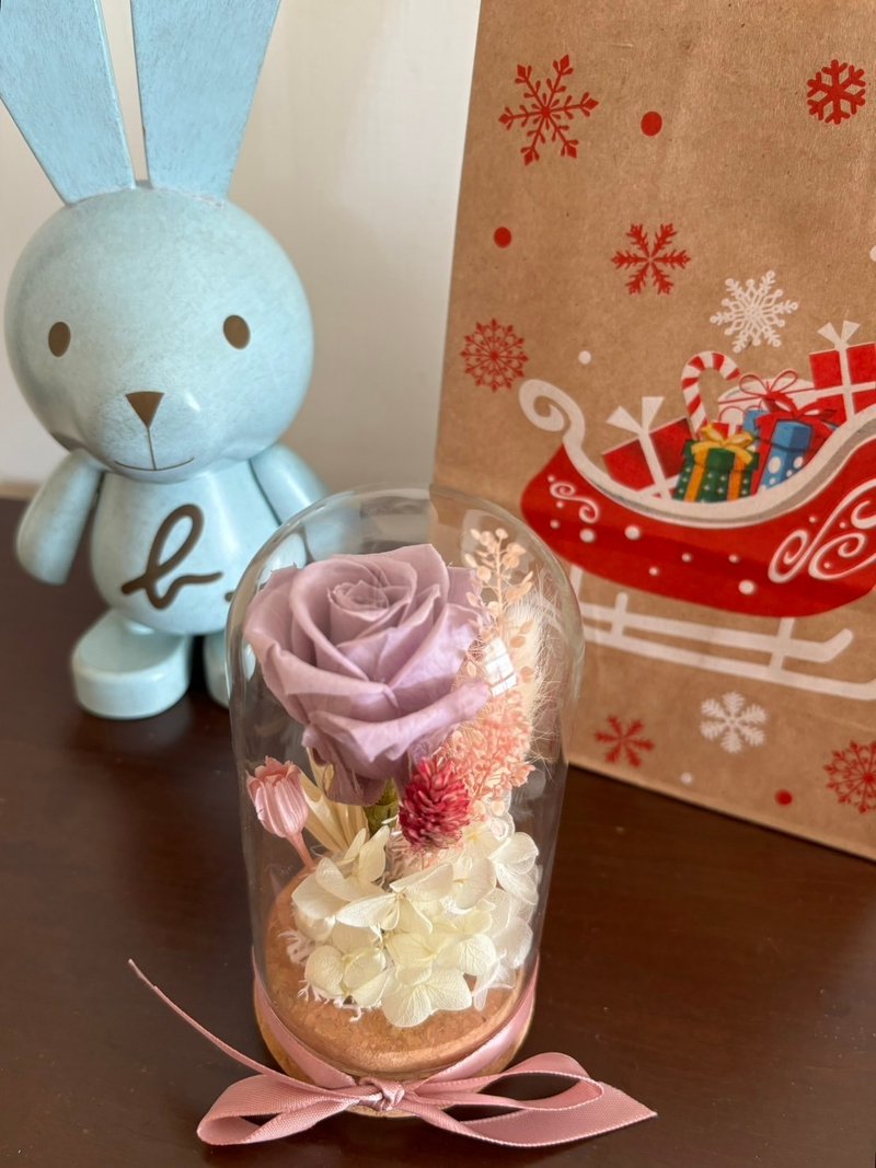 Japanese Eternal Rose Little Prince Glass Wishing Vase - ช่อดอกไม้แห้ง - พืช/ดอกไม้ สีม่วง