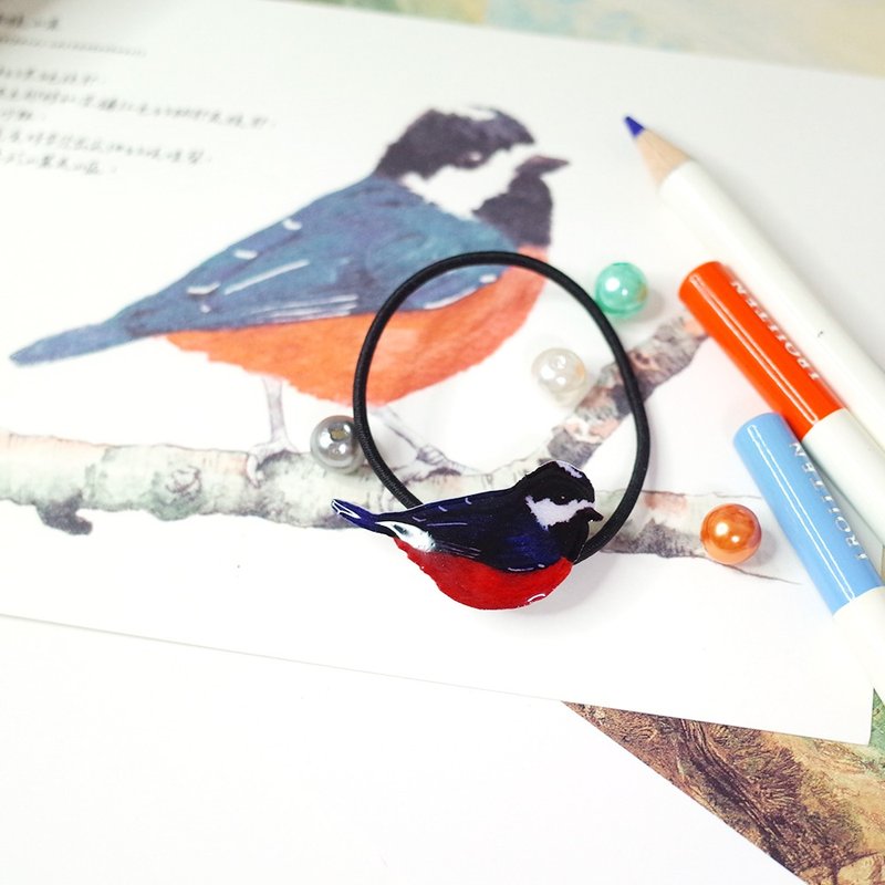 Taiwan's endemic red-bellied tit painting hair tie - Hair Accessories - Waterproof Material Multicolor