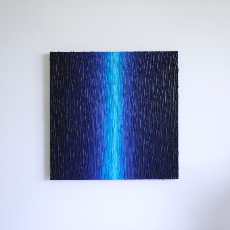 Abstract painting, contemporary art, interior art, 16.1 x 16.1 inches - วาดภาพ/ศิลปะการเขียน - อะคริลิค สีน้ำเงิน