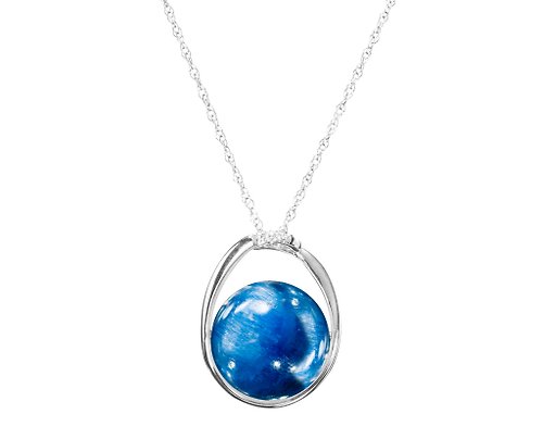 Majade Jewelry Design 藍晶石鑽石項鍊 波浪白金吊墜 皇家藍墜子鎖骨鍊 簡約14k金輕珠寶