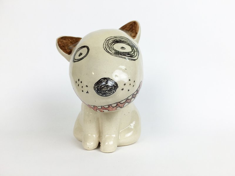 Nice Little Clay three-dimensional hand-decorated _ dog 14 - Pottery & Ceramics - Pottery White