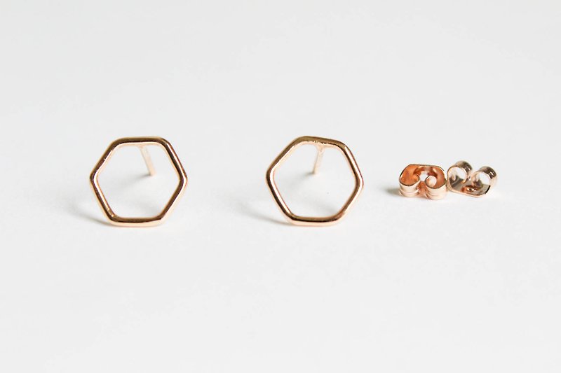 Earrings - hexagonal frame - Earrings & Clip-ons - Other Materials 