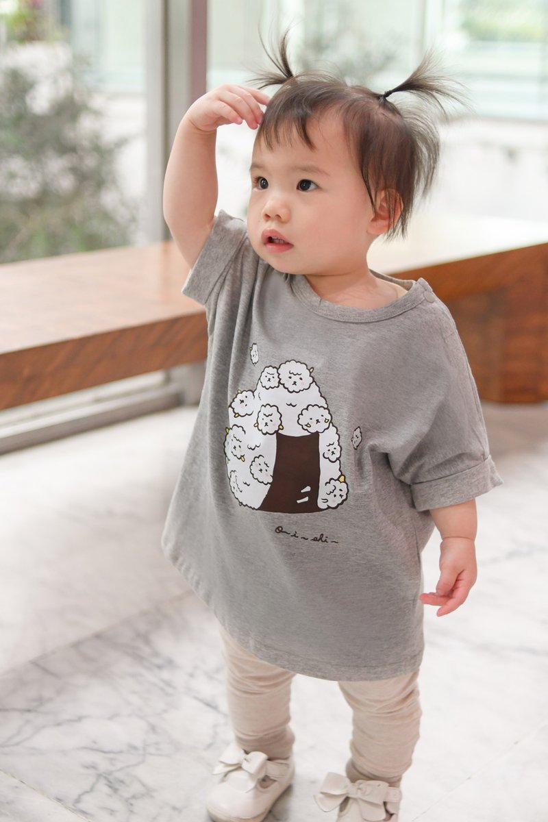 Kid-泡泡羊飯糰小孩T-shirt (灰色) - 男/女童裝 - 棉．麻 