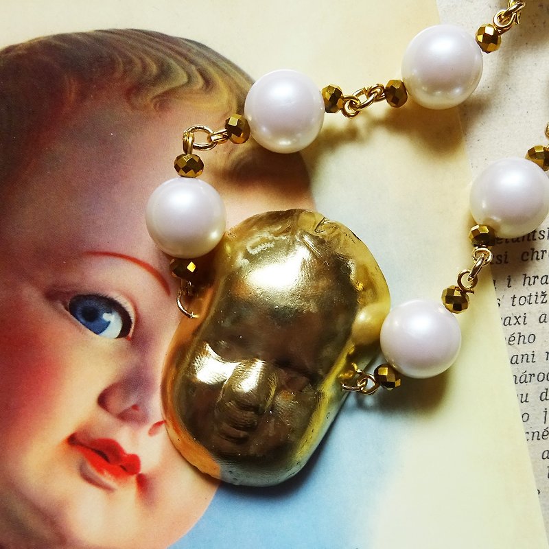 Sedmikrasky Doll Face Necklace - Necklaces - Other Metals Gold