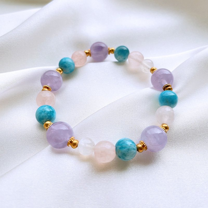 Gate of Symphony│ Amethyst (Lavender) Pink Crystal Blue Stone Moonstone Bronze Bracelet - Bracelets - Crystal Multicolor