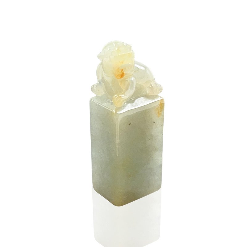 [Wealth-Bringing Beast] Ice Yellow Jade Pixiu Jade Stamp| Natural Burmese Jade A-grade | Gift - Stamps & Stamp Pads - Jade Multicolor