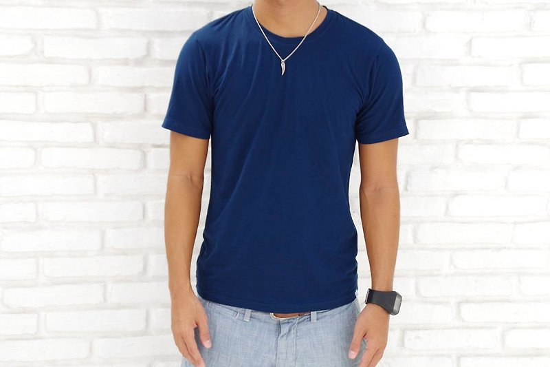 Men's viscose earth T-shirt <navy> - เสื้อยืดผู้ชาย - วัสดุอื่นๆ สีน้ำเงิน