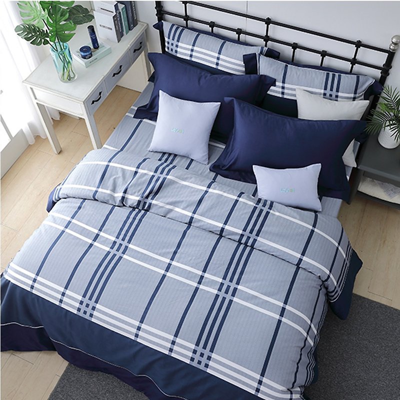 (Double) Moonlight - Scottish Concerto - High-quality 60 cotton dual-use bed bag four-piece group 5*6.2 feet - Bedding - Cotton & Hemp Blue