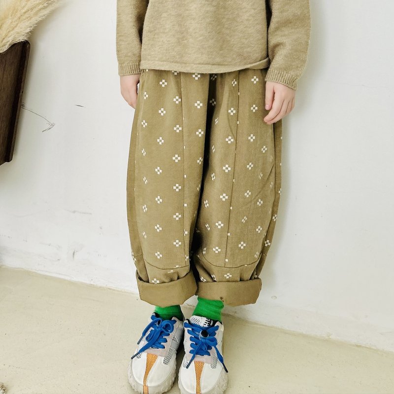 Diamond pattern pure cotton pants/casual pants, trousers, children's clothing - Pants - Cotton & Hemp Khaki