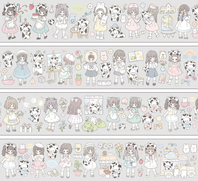 牛哞哞 PET 紙膠帶 臺灣自己印 10米卷 - 紙膠帶/和紙/PET - 其他材質 多色