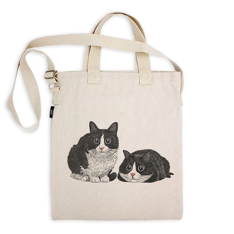 街の猫シリーズ -   - ツイン大きな目の猫/ AMOオリジナルショルダー/メッセンジャーキャンバスバッグを作製した場合には - ショルダーバッグ - 紙 