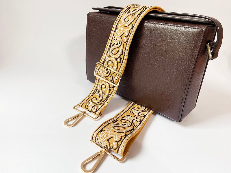 2 inch  Jacquard Webbing strap ,Replacement Bag Strap. Adjustable straps - กระเป๋าแมสเซนเจอร์ - ผ้าฝ้าย/ผ้าลินิน สีเหลือง