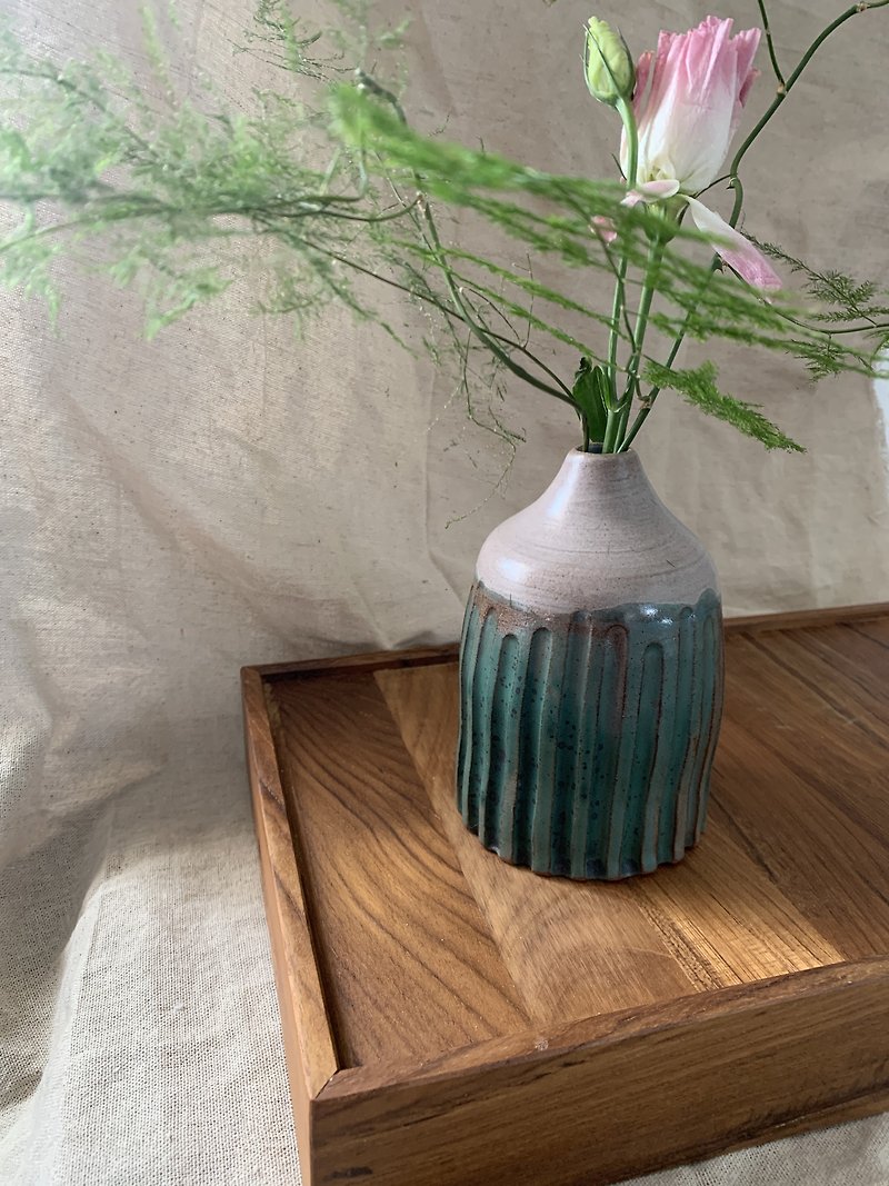 Green pattern white - flower pot - เซรามิก - ดินเผา 