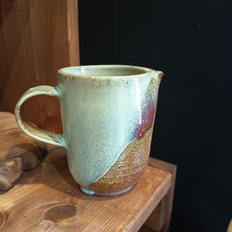 天青色等煙雨鈞釉折嘴咖啡杯馬克杯公道杯奶杯陳炫亨手作還原燒 - 咖啡杯/馬克杯 - 陶 多色