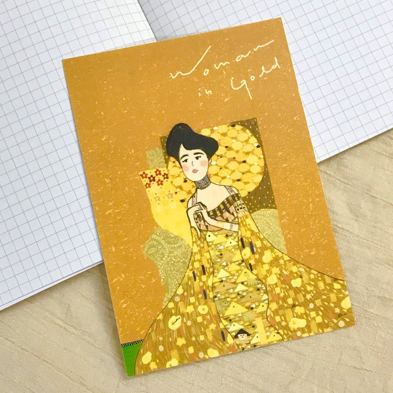 Woman in Gold Adele Portrait Postcard - การ์ด/โปสการ์ด - กระดาษ สีเหลือง