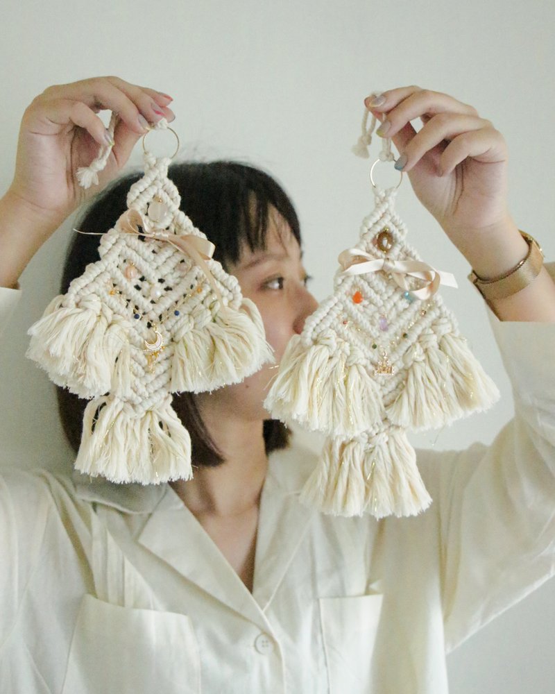 [Joint Name] Natural Stone Woven Christmas Tree Medium-Sized Ornament Tassel Gift Packaging - ตกแต่งผนัง - ผ้าฝ้าย/ผ้าลินิน ขาว