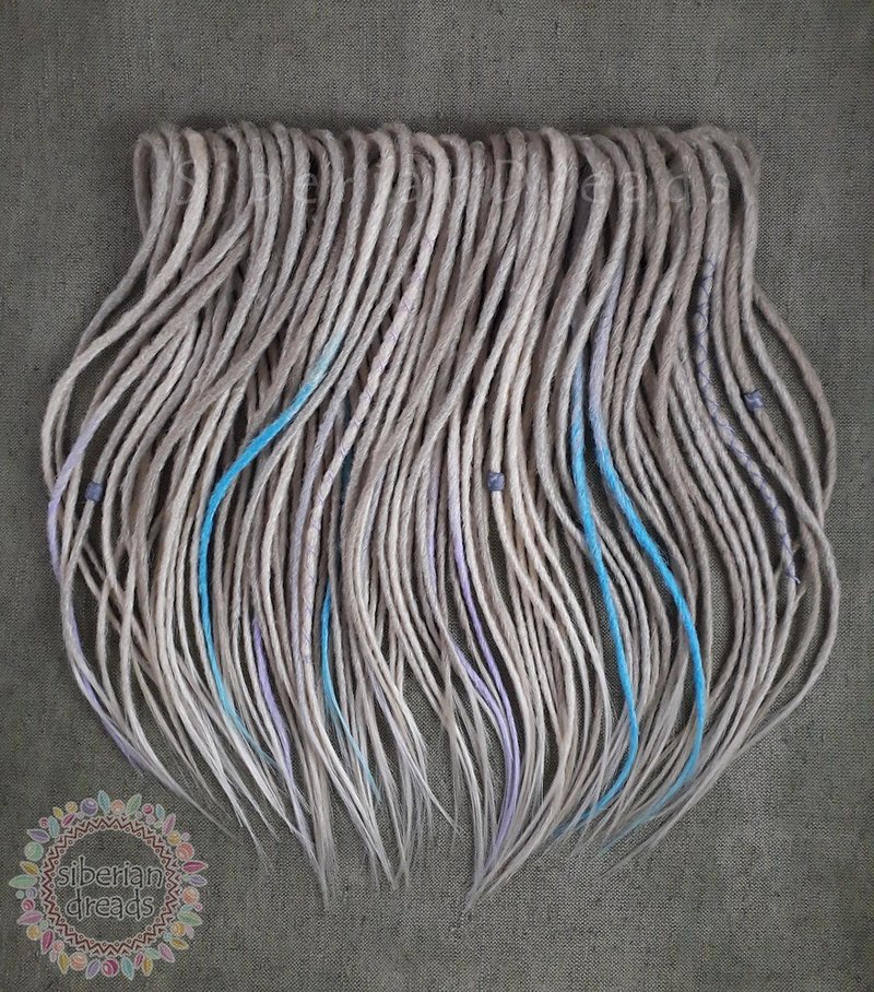 Crochet blonde dreadlocks with beach blue purple hint / Beach dreads /Boho hair - 髮夾/髮圈 - 其他材質 藍色