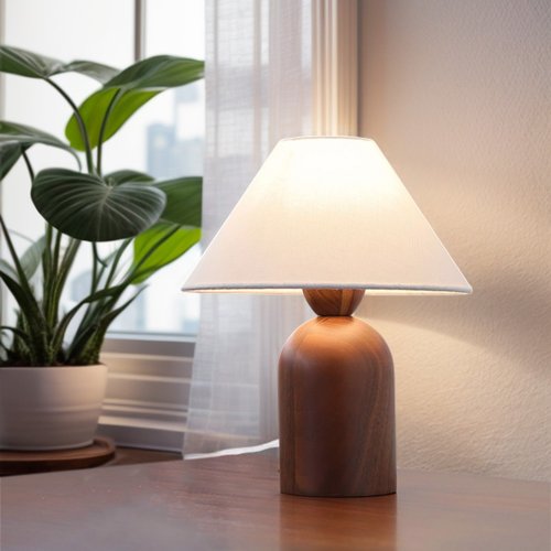 大正レトロ洋風 北米産ブラックウォールナット テーブルランプ 木職人