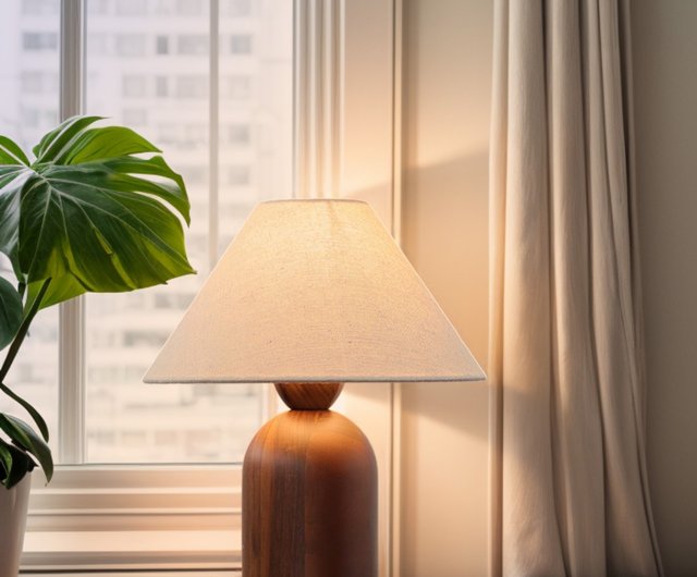 大正レトロ洋風 北米産ブラックウォールナット テーブルランプ 木職人