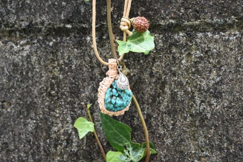 綠松石簡約墜飾與淚滴造型吊飾 B tur007 - 項鍊 - 寶石 綠色