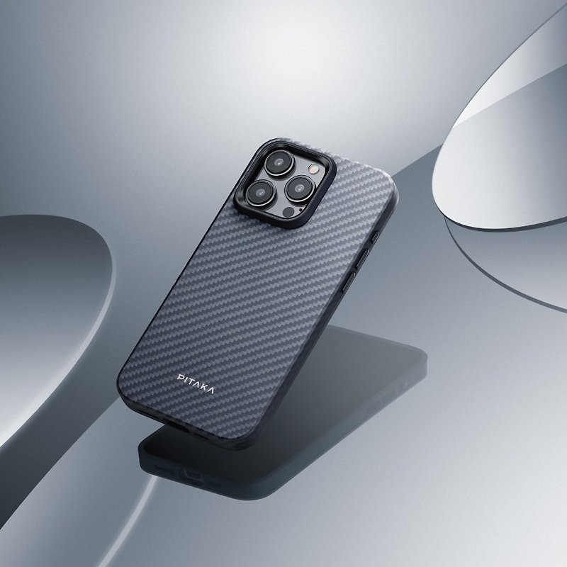PITAKA | iPhone15 Pro Aerospace Fiber Magnetic Military Spec Phone Case - เคส/ซองมือถือ - ไฟเบอร์อื่นๆ สีดำ