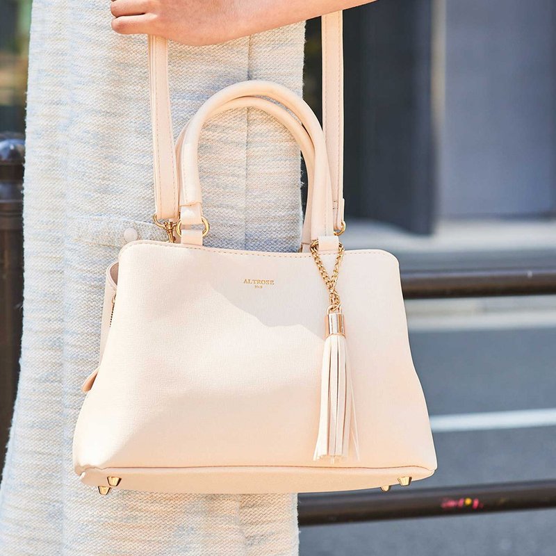 ALTROSE from Japan Mini Boston Bag Fran 2ways Bag (Ivory) - กระเป๋าถือ - หนังเทียม ขาว