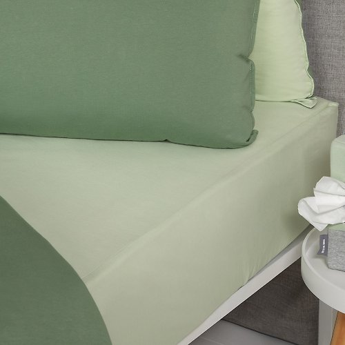 YVONNE COLLECTION以旺傢飾 純棉素面加大床包-淺蘆薈綠