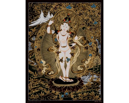 真作 チリ 画家作品 陶板画 絵画 美術品 輸入品 インテリア タンカ- の絵画 チベットのイェシェ・ツォギャルのタンカ絵画 - 家庭用装飾