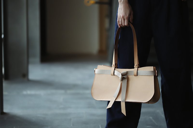 Elegant Cello Underarm Bag - Handbags & Totes - Genuine Leather Khaki