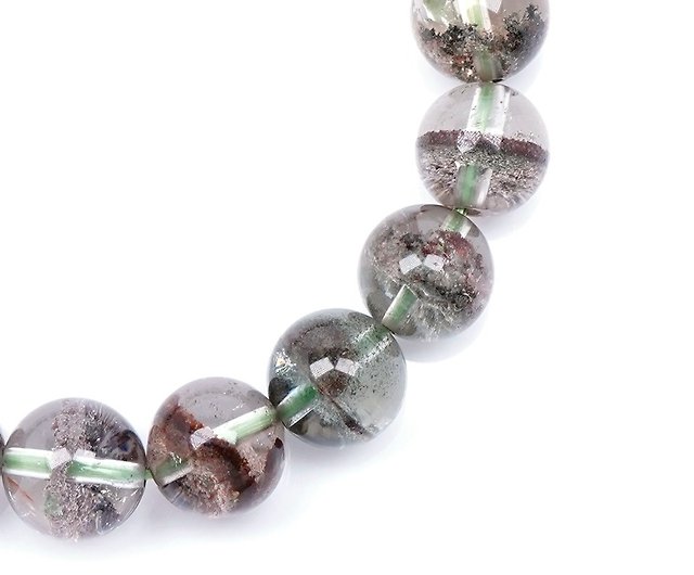 Natural Green Phantom Quartz Crystal Round Beads 3 Laps Bracelet