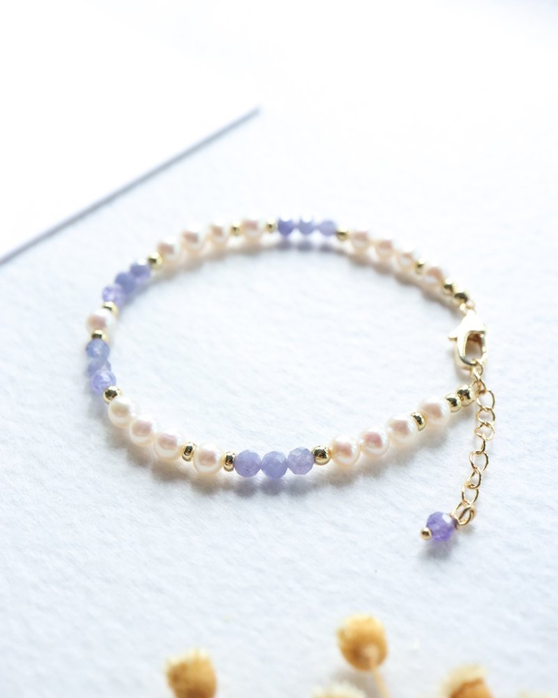 Tanzanite Pearl Bracelet 18KGF Elegant Style - สร้อยข้อมือ - เครื่องประดับพลอย 