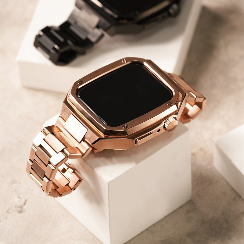 Apple watch - 細緻打磨不鏽鋼保護殼x錶帶套組 - 玫瑰金殼 - 錶帶 - 不鏽鋼 