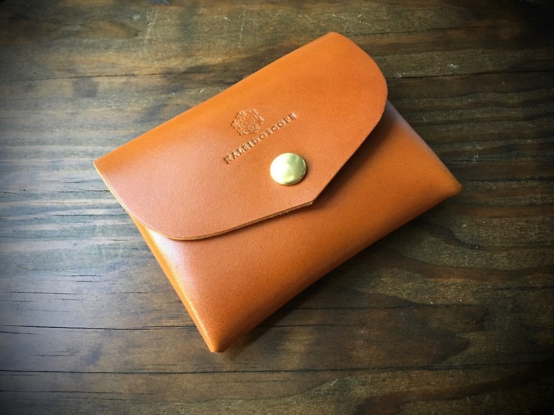 Tochigi leather compact wallet series-envelope orange Brown - กระเป๋าสตางค์ - หนังแท้ สีส้ม