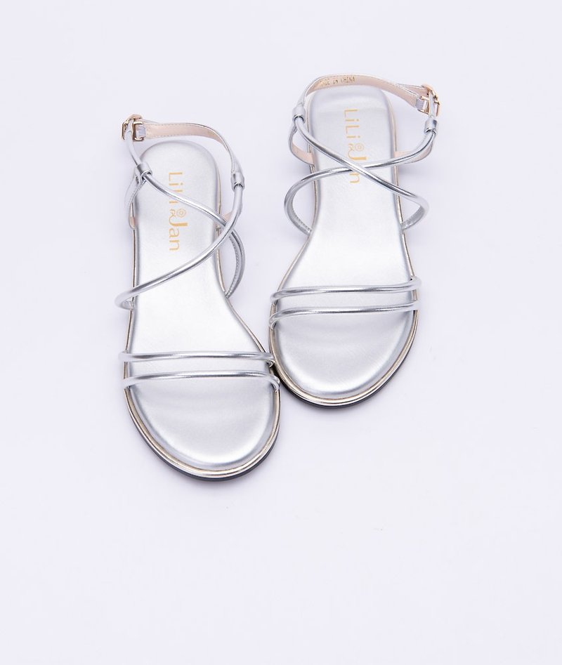 [Love Shimmer] Super Comfortable Strap Flat Sandals_Fairy Silver - รองเท้ารัดส้น - วัสดุกันนำ้ สีเงิน