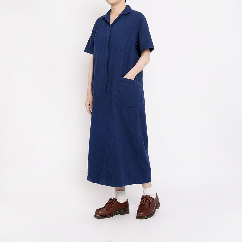 Czech army nurse workwear - ชุดเดรส - ผ้าฝ้าย/ผ้าลินิน สีน้ำเงิน