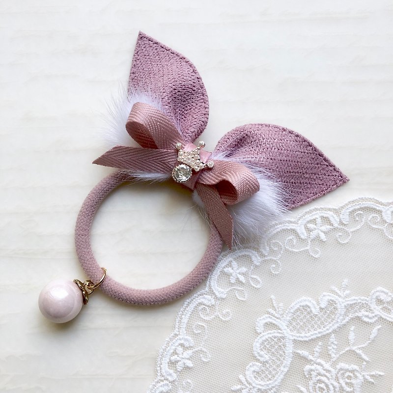 Knitted rabbit ears hair band / pink - Hair Accessories - Other Materials Pink